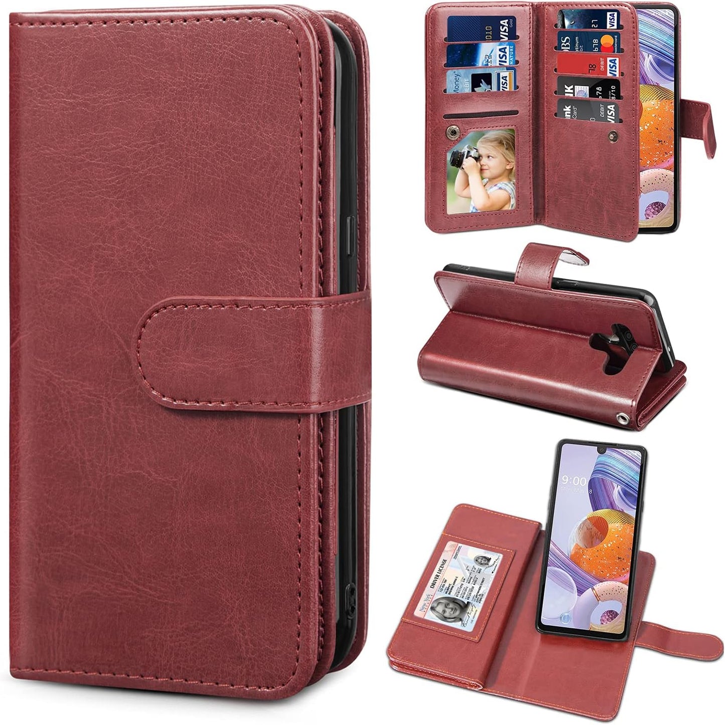 TILL for LG V40 Thinq / V40 Storm Case, LG V40 Thinq / V40 Storm [PU Leather] Flip Wallet Case [Cash & Card Slot Holder] [Kickstand] Detachable Magnetic Folio Protective Case Cover [Brown]  TILL Lg Stylo 6 (Brown) Lg Stylo 6 