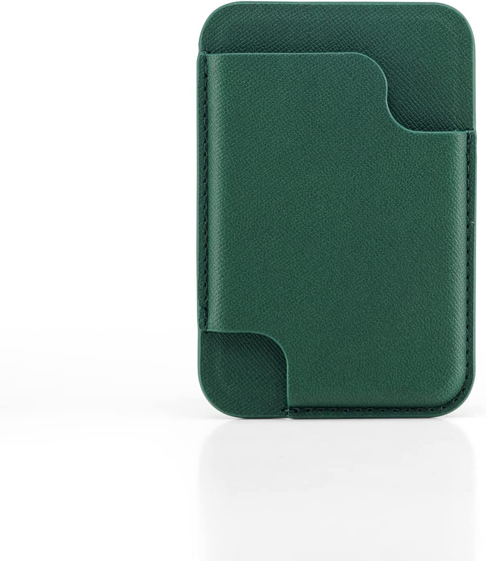 GALAPPLE White Faux Leather Magsafe Wallet with Card Slot at Front, Scratch Resistant Dectable Magnetic Credit Card Holder Compatible with Iphone 14 13 12 Series & Phone Magsafe Case(Max 3 Cards)  GALAPPLE Dark Green Max 3 Cards with Front Hole 