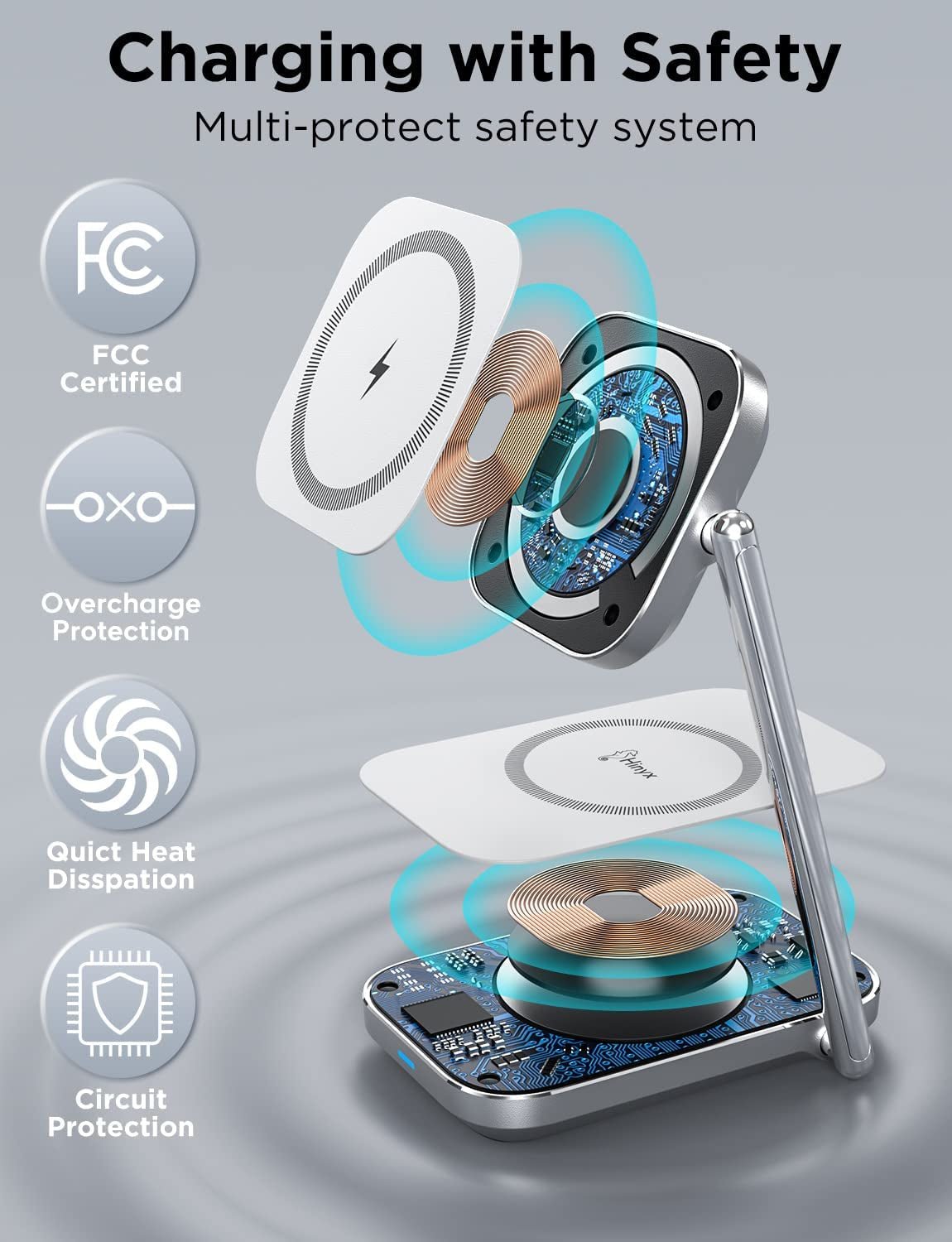 Fast Charging 2-In-1 Foldable Magnetic Wireless Charger, Compact & Portable Magsafe Charging Stand for Iphone 14/13/12 Series, Airpods 3/Pro/2, and All Qi-Enabled Phones  Hinyx Technology (Shenzhen) Co., Ltd.   