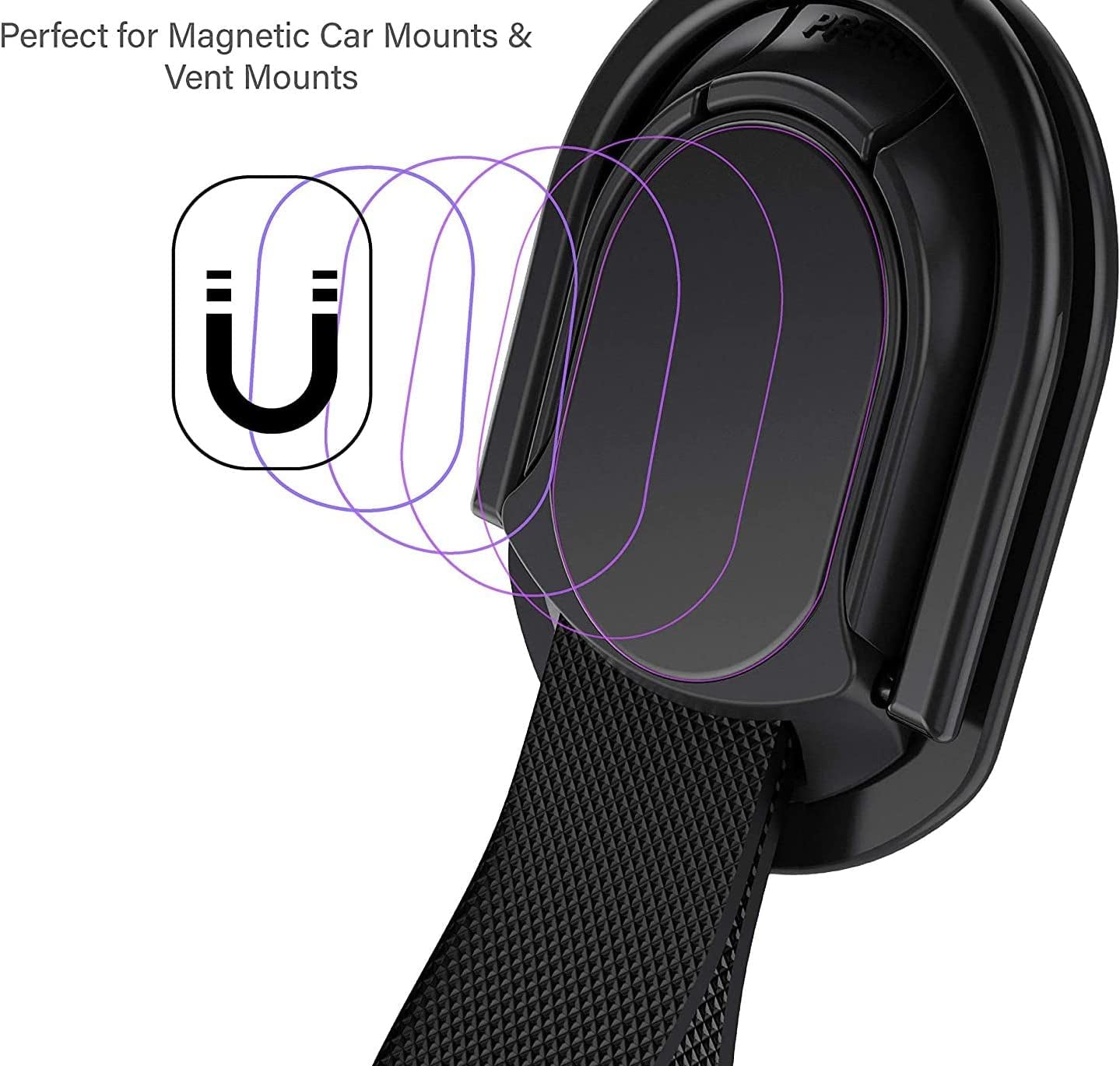 Ghostek LOOP Magnetic Phone Strap Holder for Hand with Kickstand Ergonomic Finger Grip Works with Car Mounts and Detachable for Wireless Charging Designed for Iphone, Galaxy, Pixel Case Covers (Black)  Ghostek   