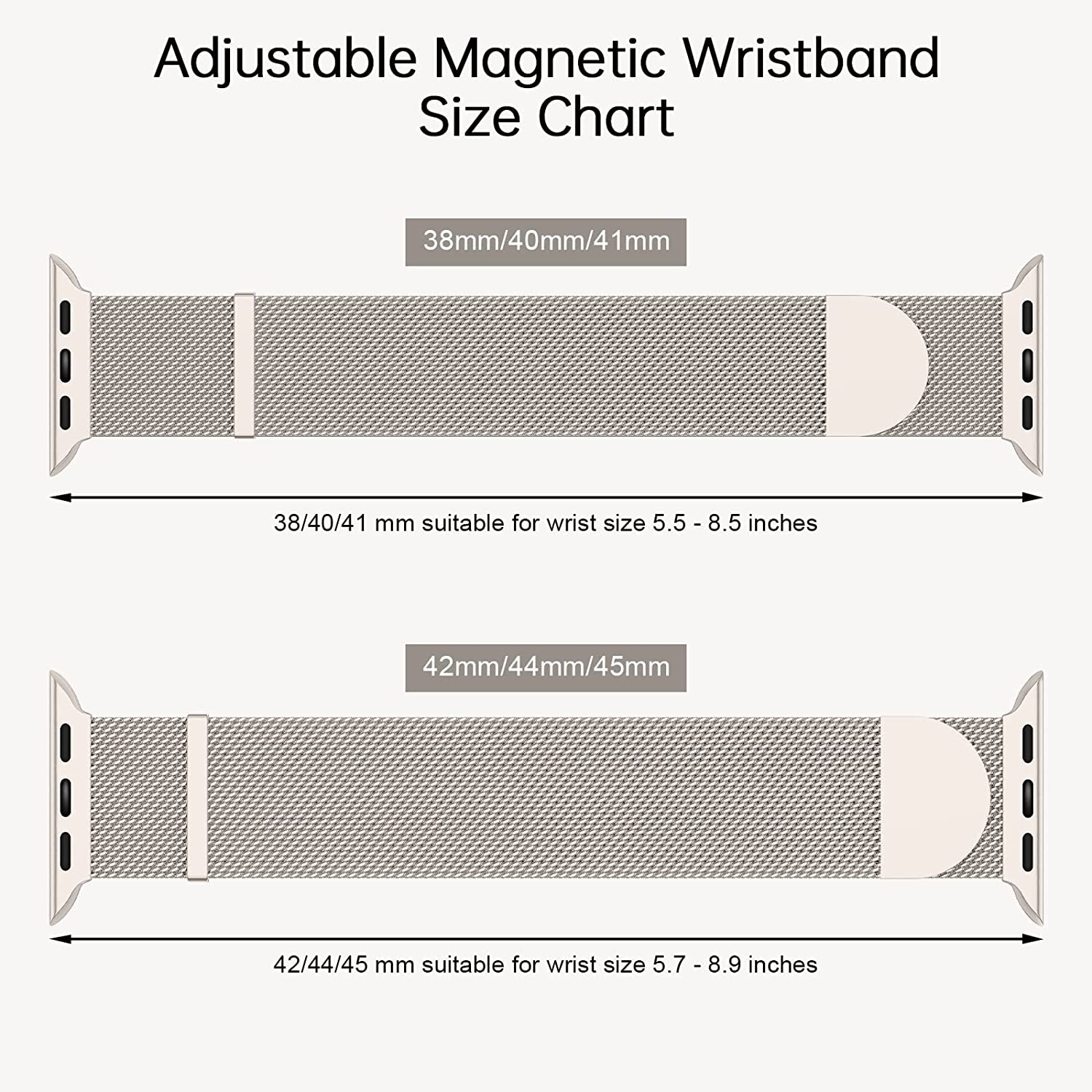 OHOTLOVE Metal Magnetic Bands Compatible with Apple Watch Band 38Mm 40Mm 41Mm 42Mm 44Mm 45Mm 49Mm Women Men, Stainless Steel Mesh Loop Strap for Iwatch Ultra SE Series 8 7 6 5 4 3 2 1 Starlight S  OHOTLOVE   