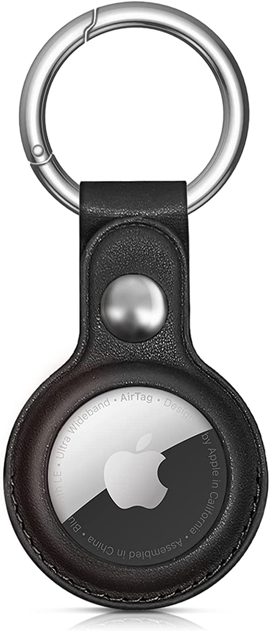 Woyinger Air Tag Keychain for Apple Airtags Holder, Protective Leather Airtags Case Tracker Cover with Air Tag Holder, Airtag Key Ring Compatible with Apple New Airtag Dog Collar，Black  Woyinger   