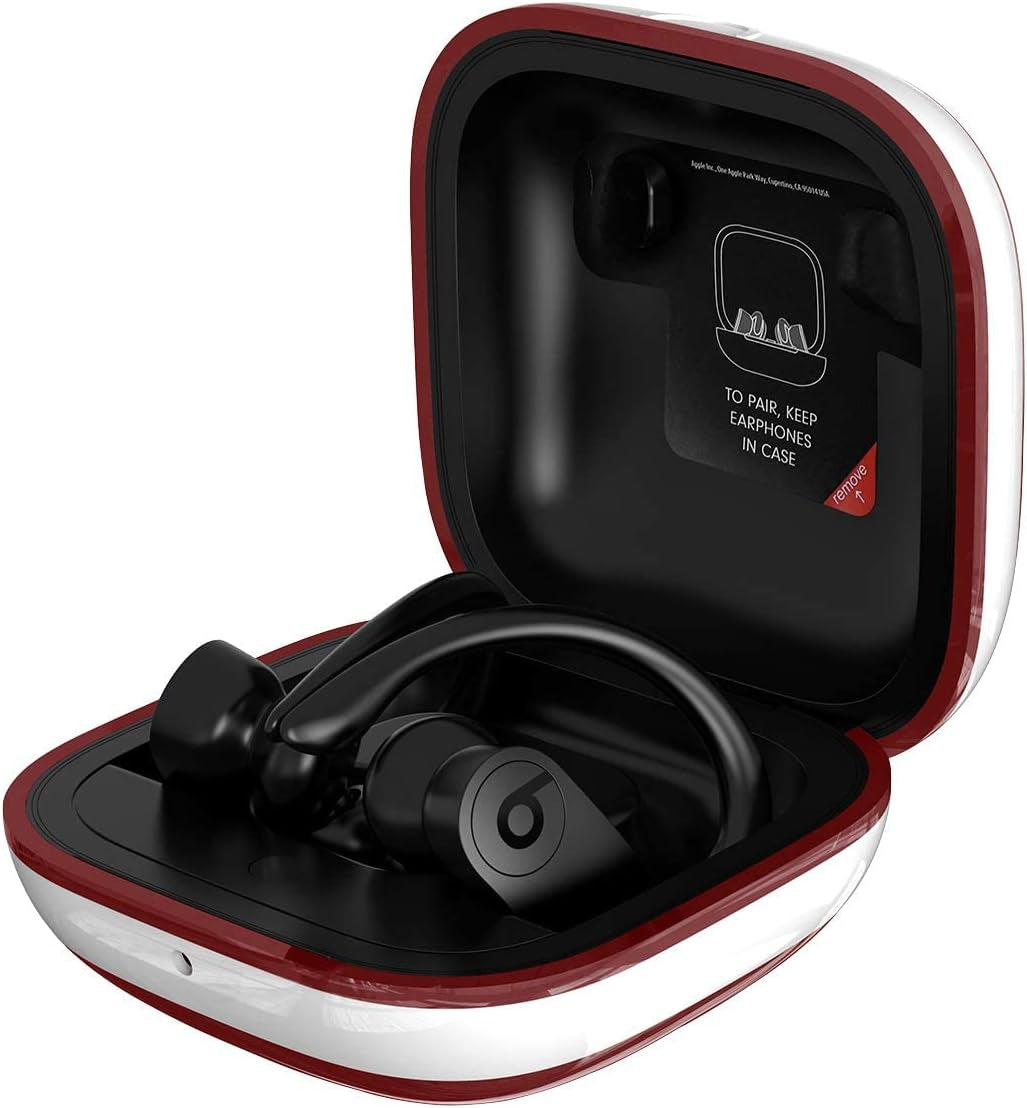 Compatible with Powerbeats Pro Case Cover, Anti-Lost and Shock-Proof Easy-To-Carry Durable Silicone Protective Case Skin for 2019 Latest Beats Powerbeats Pro (Burgundy)  meiyasy White Edge-Burgundy White Edge 