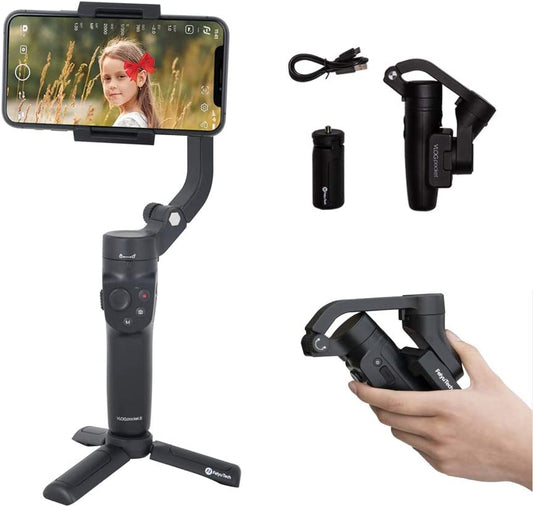 Feiyutech Vlog Pocket 2 Gimbal Stabilizer for Smartphone 3-Axis Foldable for Iphone 12/Mini XR XS Samsung HUAIWEI Xiaomi,Android/Iosapp Vlog Youtube Tiktok,Zoomcontrol,With Tripod,Max 0.55Lb  JZJ Tech   