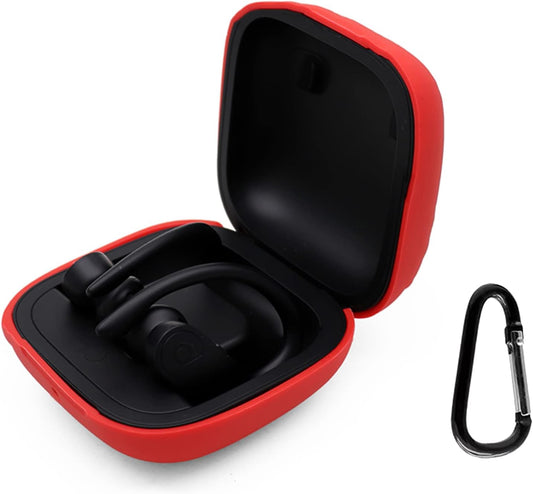 Powerbeats Pro Case Cover, VAEKNVG Soft Silicone Case for Beats Powerbeats Pro Wireless Earbuds Shockproof Protective Earbuds Case with Carabiner Accessories(Red)  VAEKNVG   