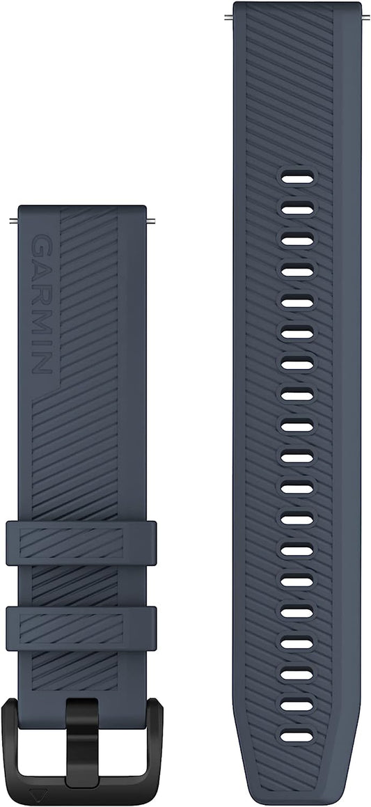 Garmin Quick Release 20 Watch Band, Granite Blue Silicone with Black Stainless Steel Hardware, (010-13076-01)  Garmin   