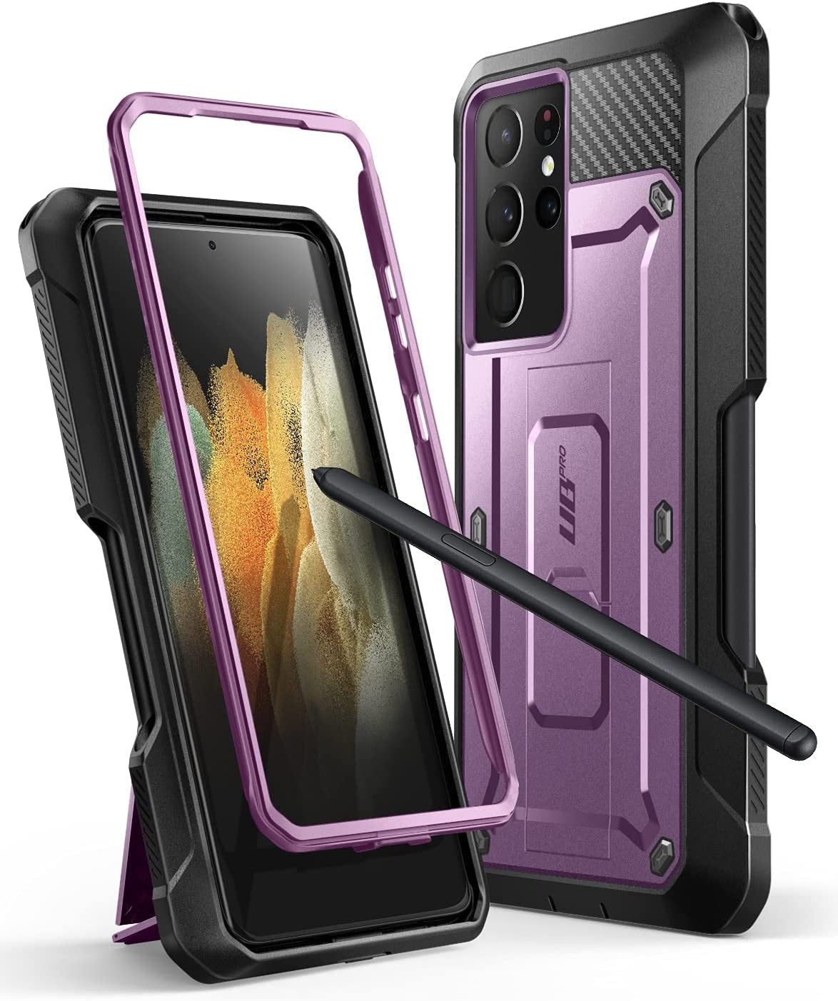 SUPCASE Unicorn Beetle Pro Series Case for Samsung Galaxy S21 Ultra 5G (2021 Release), Full-Body Dual Layer Rugged Kickstand Case with S Pen Slot (Guldan)  SUPCASE Violte  