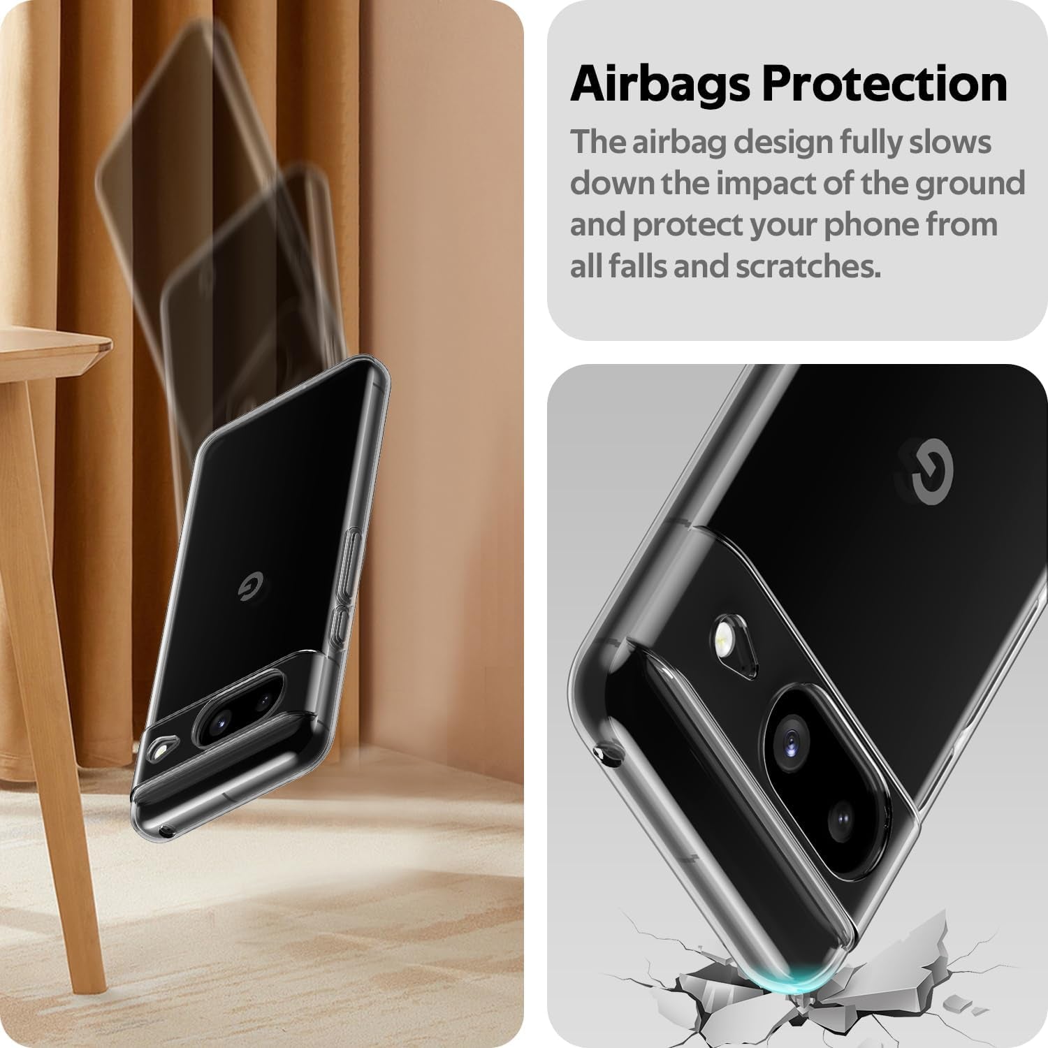 Aeska Clear Case for Google Pixel 8, Ultra [Slim Thin] Flexible Scratch Resistant Transparent TPU Shockproof Bumper Gel Rubber Soft Silicone Protective Phone Case Cover for Google Pixel 8 (Clear)  Aeska   