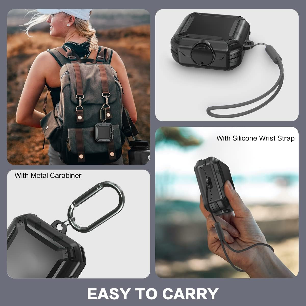 [With Lock] Case Cover for Beats Fit Pro Case 2021, Shock-Absorbing Protective PC+TPU Security Lock Cases Compatible with Beats Fit Pro with Keychain/Lanyard/Cleaning Brush (Black)  TOLUOHU   