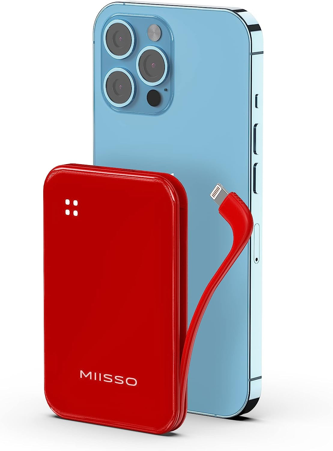 REDISONA Small Portable Charger 4500Mah Power Bank with Built-In Cable, Mini External Battery Pack Compatible with Iphone 14/14 Pro/14 Plus/14 Pro Max/13/12/11/X/8/7/6 Airpods, Red  Shenzhen Weilaishenniao Technology Co., Ltd.   