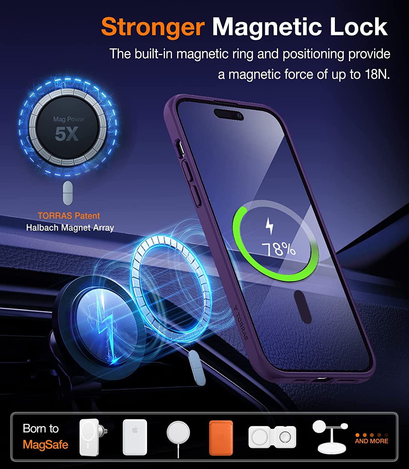 TORRAS Stronger Magnetic for Iphone 14 Pro Max Case with Stand, Compatible with Magsafe, Built in Hidden Kickstand, 10FT Mil-Grade Drop Protection for Iphone 14 Pro Max Case, Translucent Matte Purple  TORRAS   