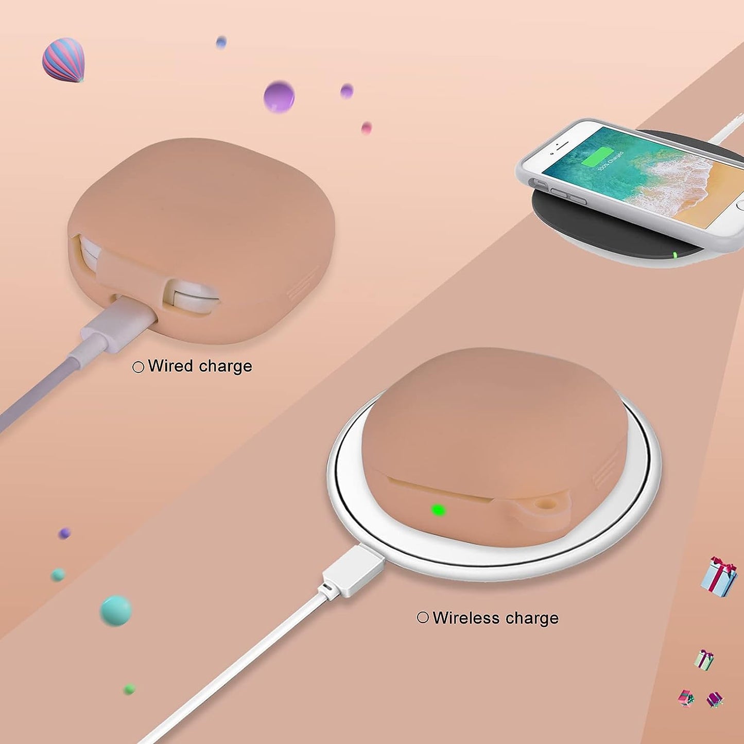 OLEBAND Galaxy Buds 2 Pro 2022/Galaxy Buds 2/Pro Case 2021/Galaxy Buds Live 2020 Case Cover,Soft Silicone Protective Cover with Cute Keychain Accesories,For Women and Girls,Milk Tea  OLEB   