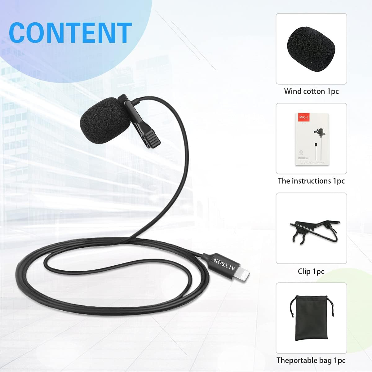 ALTSON Professional Lavalier Microphone for Iphone/Video Conference/Podcast/Voice Dictation/Youtube Grade Omnidirectional Phone Audio Video Recording Condenser Microphone (Black 9.84T)  ALTSON   