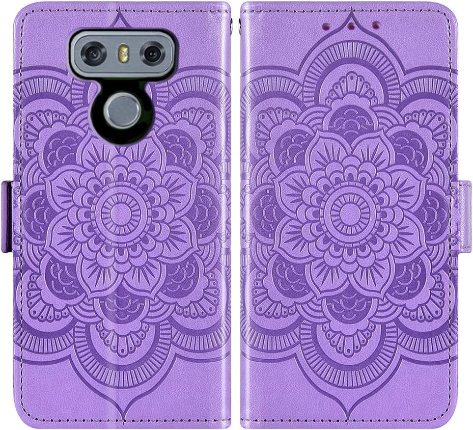 Asuwish Compatible with LG G6 Wallet Case and Tempered Glass Screen Protector Leather Flip Card Holder Stand Cell Phone Cover for LGG6 Thinq LG6 Thin Q G 6 plus G6+ 6G VS988 H872 Women Men Purple  Asuwish   