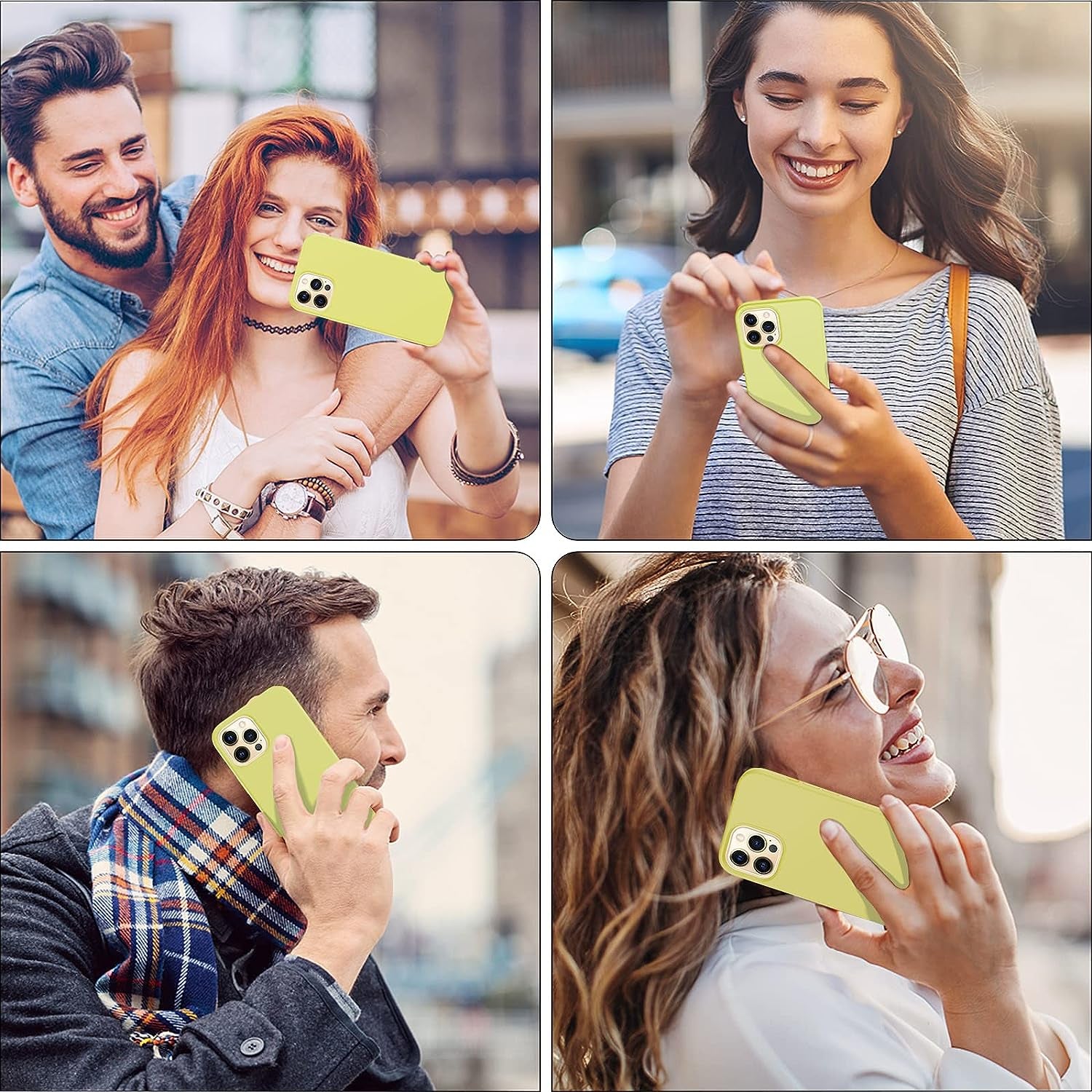 Uyiton [5 In1] Liquid Silicone Iphone 12 Pro Max Case, [Drop Protection] [Full Covered] Shockproof Slim Thin Cover with Microfiber Lining, with 2Xscreen Protector +2Xcamera Lens Protector-Yellow  Uyiton   