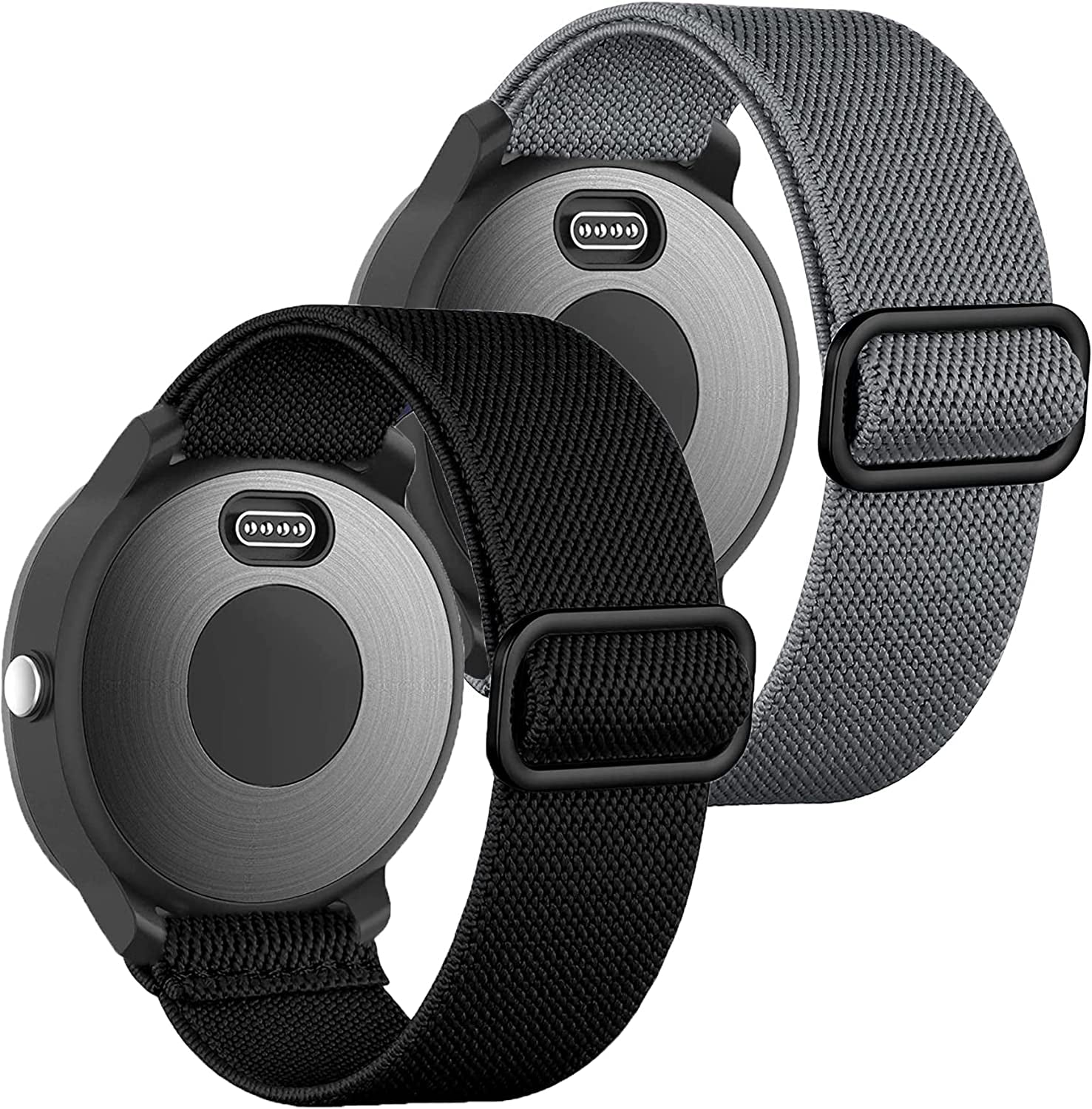 GARTOO Elastic Bands for Garmin Venu/Sq/Sq 2/Forerunner 245/645 Music Watch Bands, 20Mm Nylon Sport Wristband for Garmin Vivomove Hr/Sport,Vivoactive 3 Men Women (Black+Gray)  GARTOO   