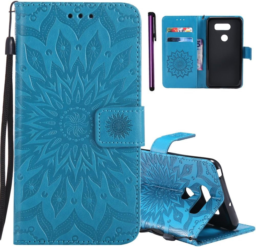 ISADENSER LG V30 Case LG V30S Case Sunflower Series as Case with Shockproof Kickstand Credit Card Holder Flip Magnetic Closure Protection Wallet Leather PU Case Cover for LG V30 plus Pink Sunflower  ISADENSER A] Kt-Sunflower Leather-6  