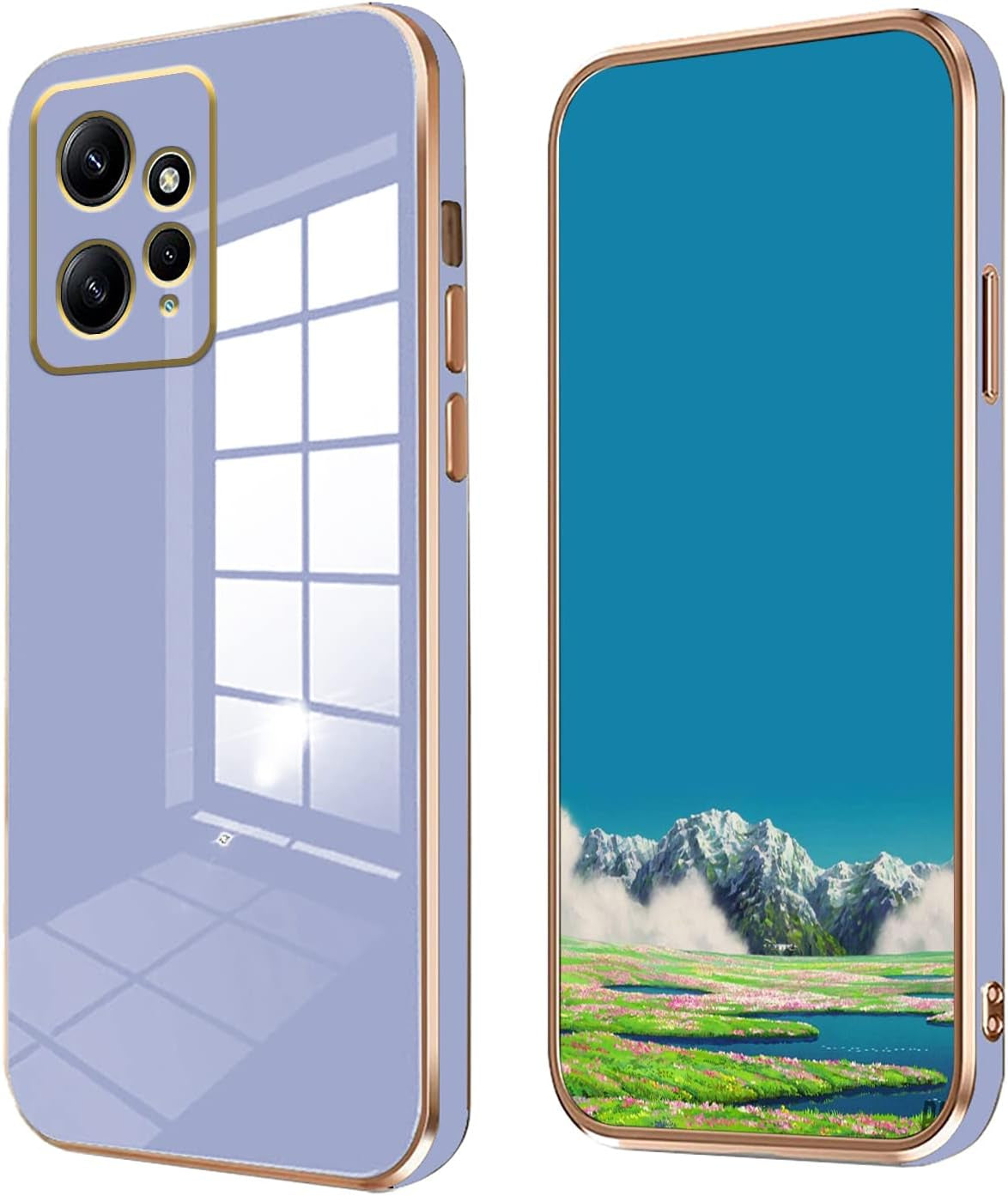 Wousunly Compatible with Redmi Note 12 4G Case Silicone Pink, Plating Xiaomi Redmi Note 12 4G Phone Case Shockproof Thin and Soft Cover (Red)  Wousunly Smoky Purple  