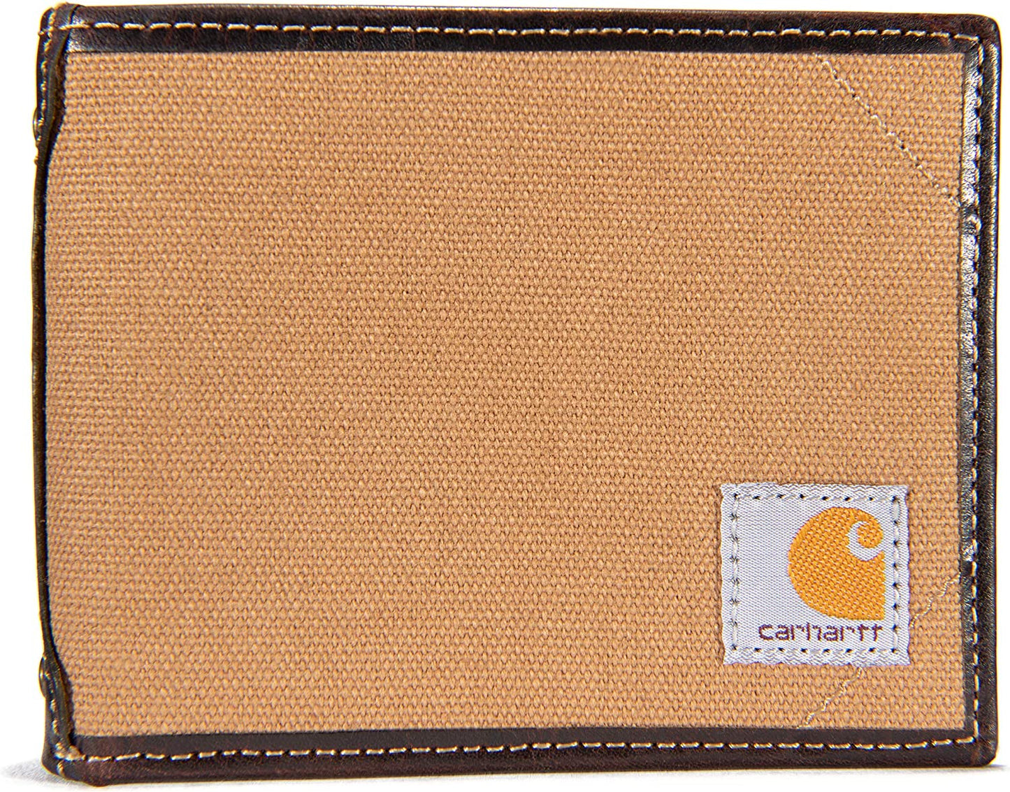 Carhartt Men'S Billfold and Passcase Wallets, Durable Bifold Wallets, Available in Leather and Canvas Styles  Carhartt Canvas Leather Trim (Carhartt Brown)  