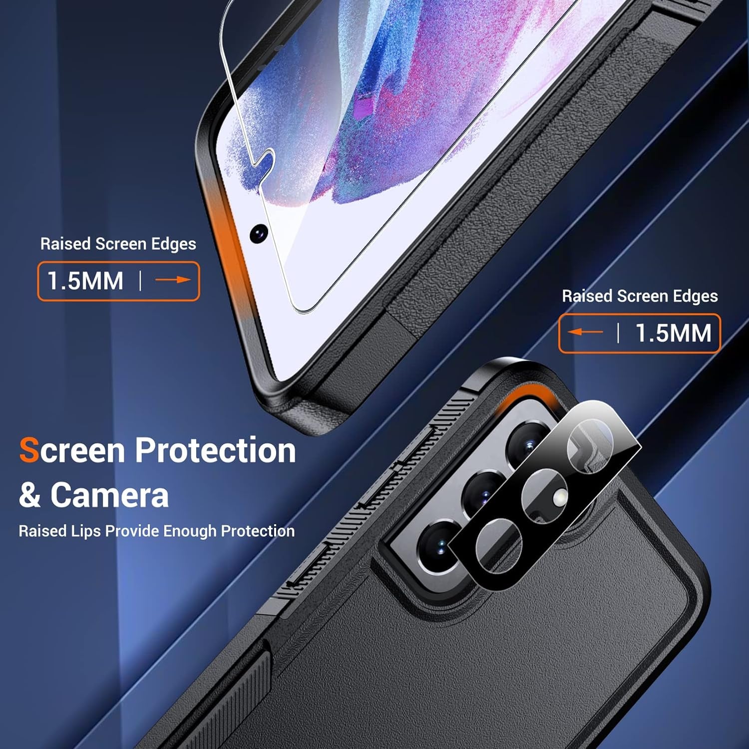 SPIDERCASE for Samsung Galaxy S21 Case,[10 FT Military Grade Drop Protection] [2 Tempered Glass Screen Protector+2 Tempered Camera Lens Protector] Heavy Duty Shockproof Cover for Galaxy S21,Black  SPIDERCASE   