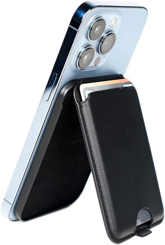 Liuzidit Magnetic Leather Phone Wallet Holder for Iphone,Compatible with Iphone Magsafe Wallet Stand for Iphone 14/13/12 Series with Magsafe or Phones with Magnetic Suction Case,Black  Liuzidit   
