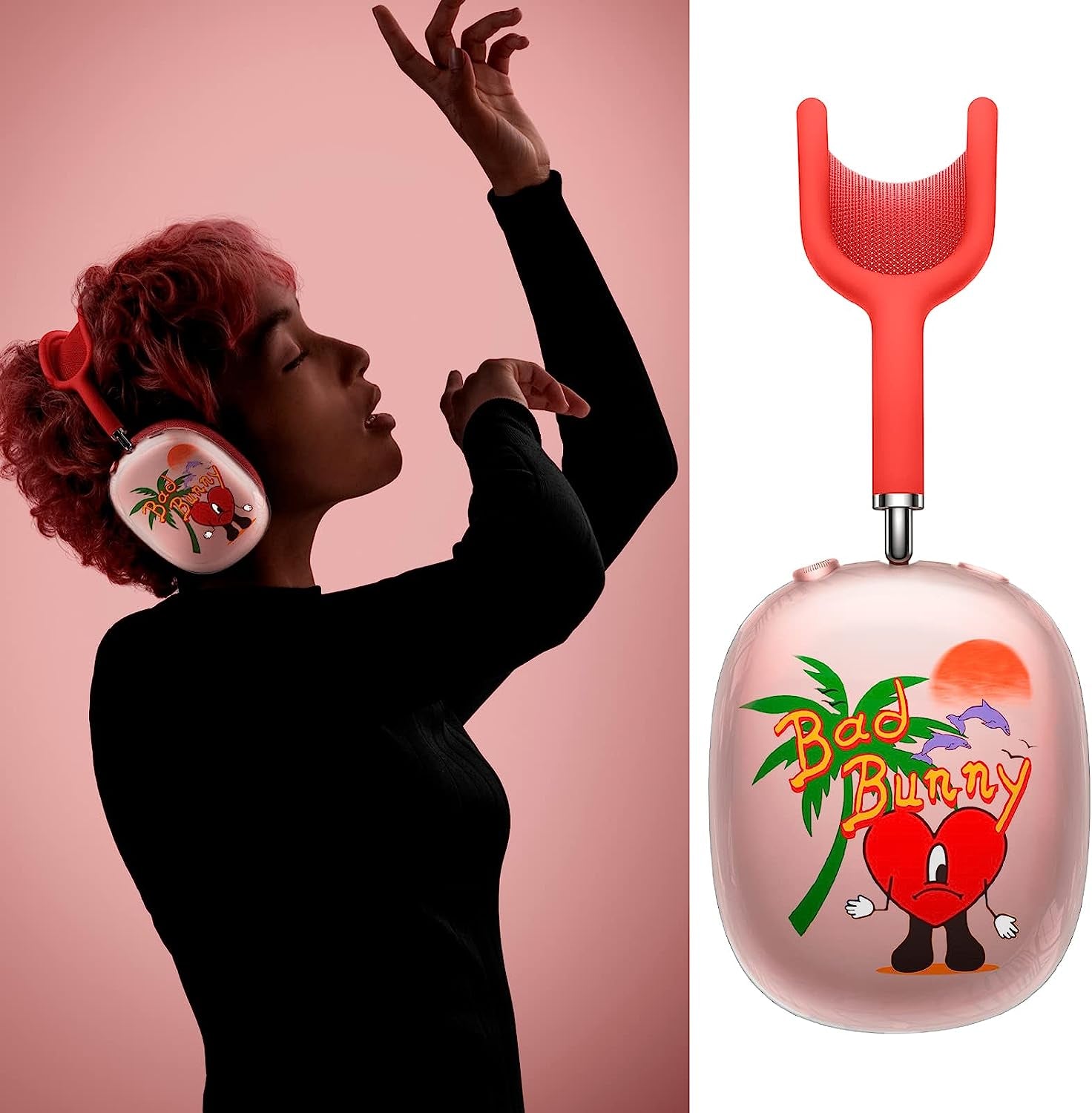 Clear Bad Funny Bunny Design Airpods Max Case,Soft Silicone TPU Protective Cover Accessories Compatible with Apple Airpods Max for Teens Boys Girls  AIBEAMER   