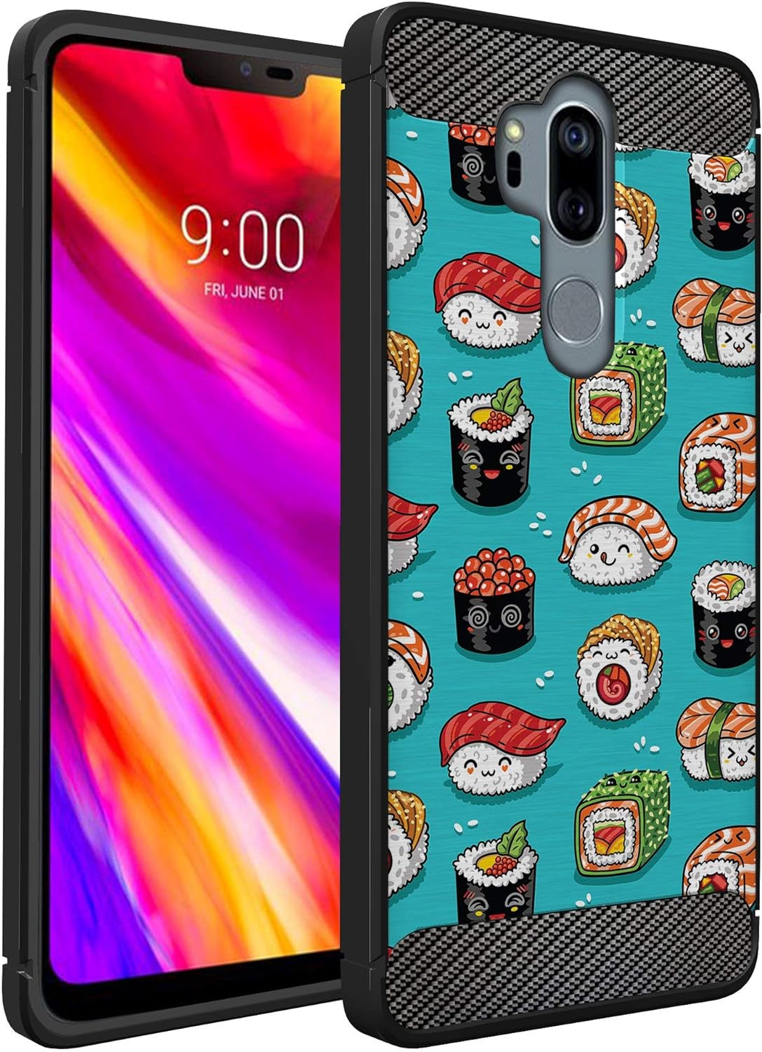 Casesondeck Case Compatible with [LG G7 / LG G7 Thinq] Pictorial Patterned TPU Design Case Flexible Slim and Elegant (Cobra Tiger)  CasesonDeck Sushi  