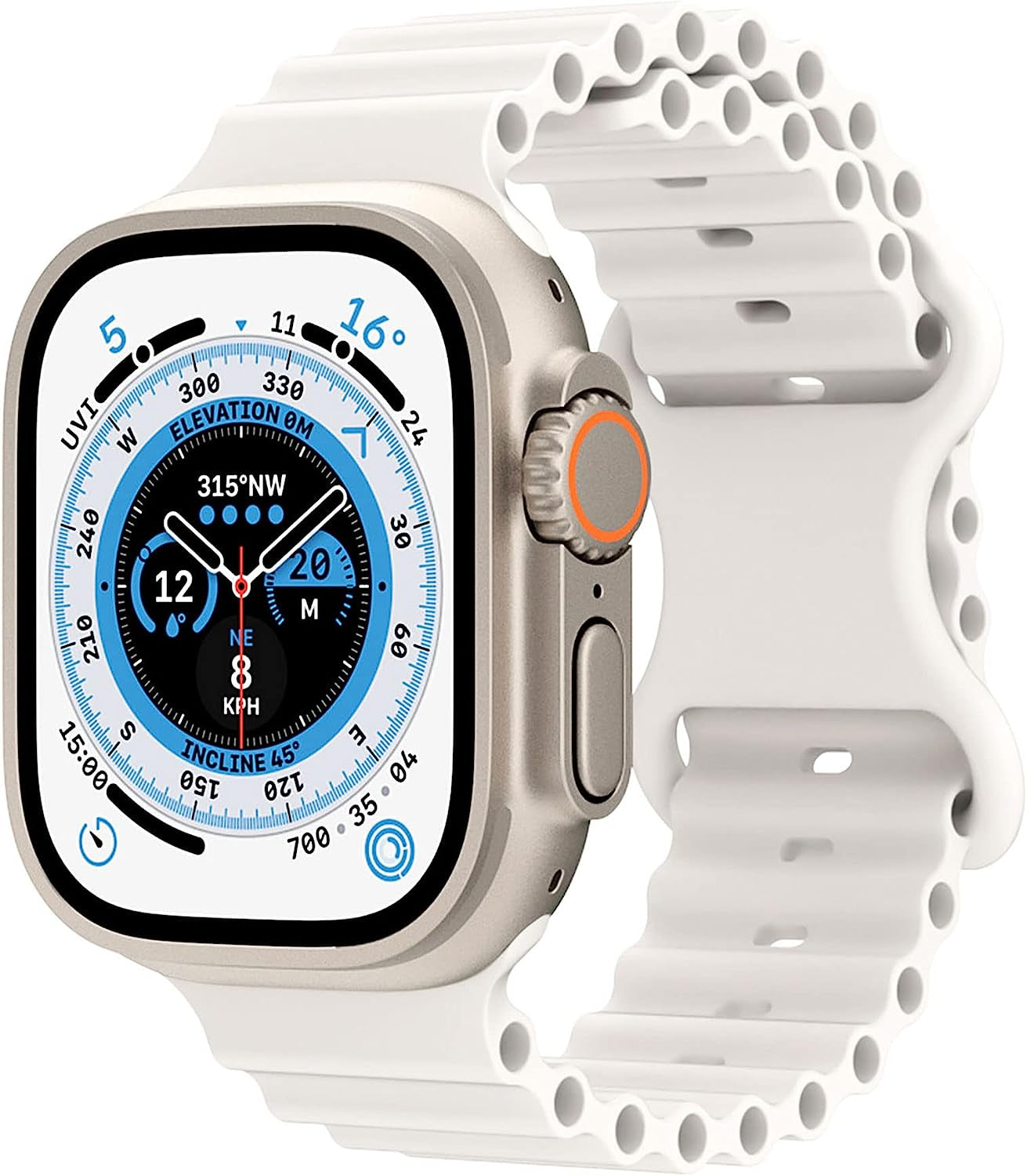 DAMAFE Silicone Band Compatible with Apple Watch Ultra Ocean Band 49Mm 45Mm 44Mm 42Mm 41Mm 40Mm 38Mm for Iwatch Ultra/Se/Series 8 7 6 5 4 3 2 1  DAMAFE White 38mm/40mm/41mm 