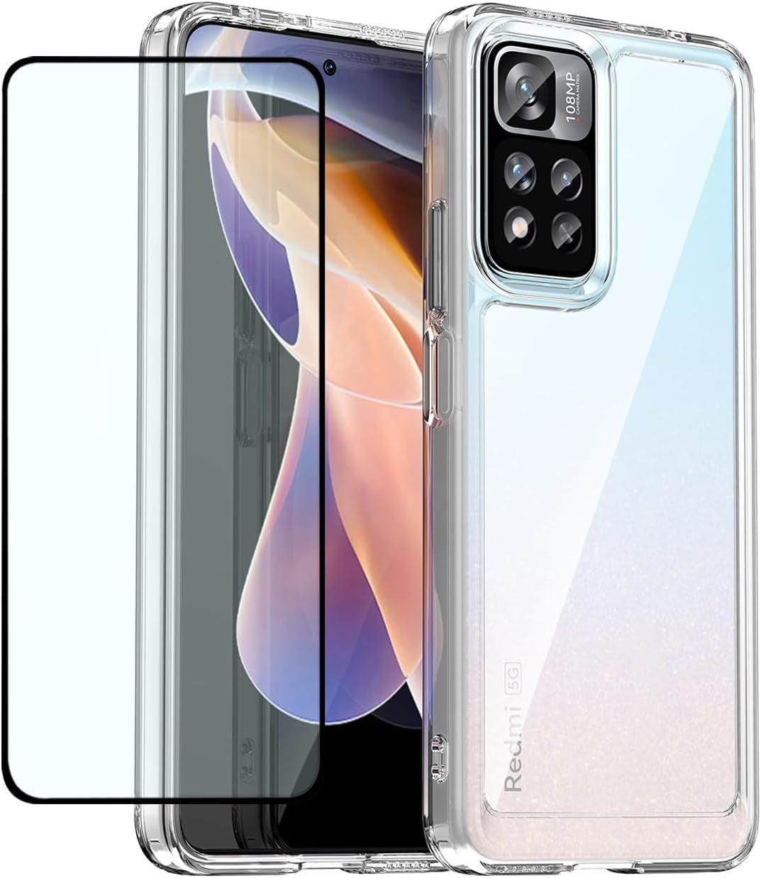 DFTCVBN Phone Case for Poco X4 NFC 5G Case, Mi 11I (India)/11I Hypercharge Case with Screen Protector, Soft Bumper with Clear Crystal PC Hard Back Shockproof Cover for Xiaomi Mi Poco X4 NFC 5G Clear  DFTCVBN   
