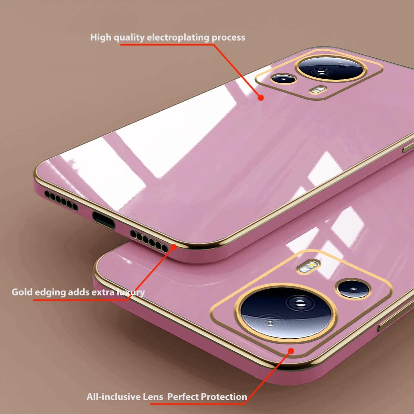 Jancyu Compatible with Xiaomi 13 Lite Case Silicone White, Slim Xiaomi 13 Lite Pro Phone Case Protective Cover Shockproof for Women Girls (Pink)  Jancyu   