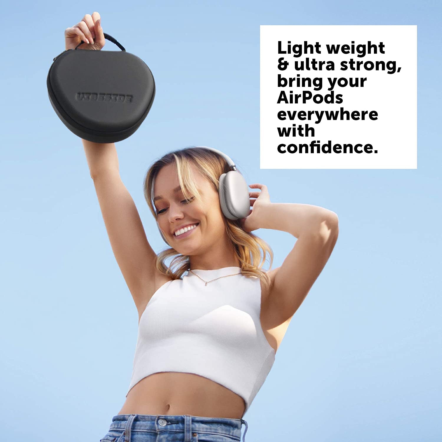 Vibeside Premium Smart Case for Airpods Max with Sleep Mode and Interior Mesh Pocket - Organizer Travel Carrying Case for Headphones - Protective Cover Storage Bag for Airpods Max Accessories  VIBESIDE   