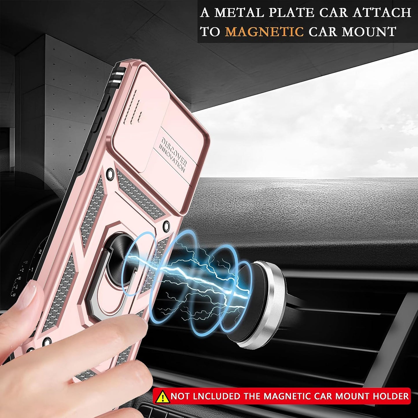 ATUMP for Galaxy S21 Case with HD Screen Protector, Build in 360° Magnetic Ring Holder Kickstand [Military Grade] Protective Case for Samsung Galaxy S21 Case 5G,Rose Gold  Atump   