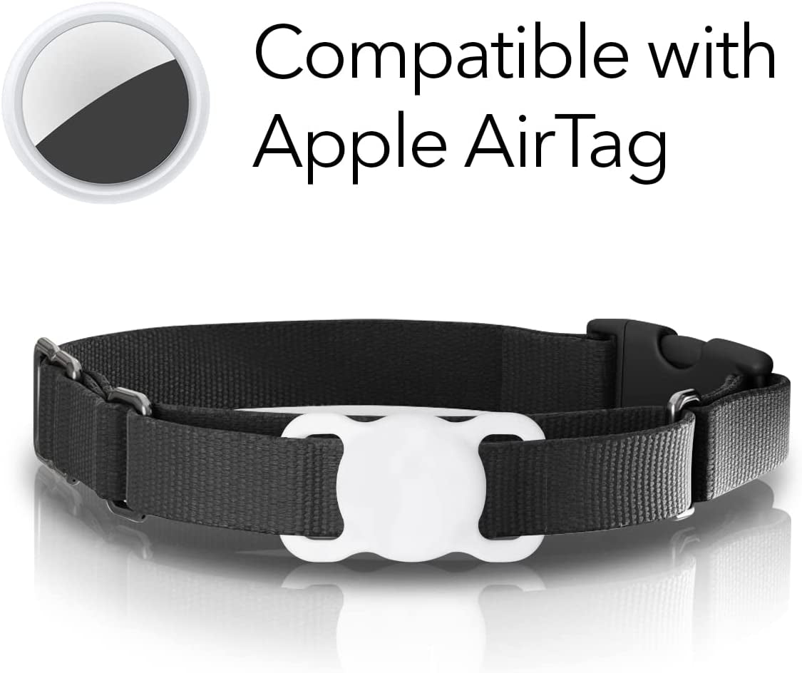 Wasserstein Pet Collar Airtag Holder Compatible with Apple Airtag - Protective Silicone Case for GPS Tracker (2 Pack, Black and White)  Wasserstein   