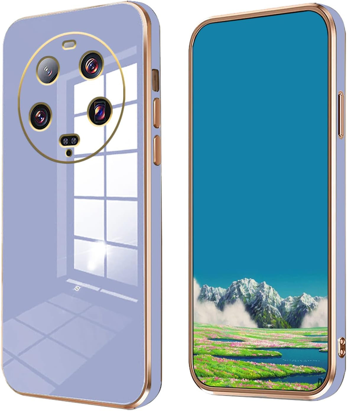 Compatible with Xiaomi 13 Ultra Case for Women Men, Ultra Thin Xiaomi 13 Ultra Phone Case Silicone Cute Shockproof Plating Electroplate Soft Cases Cover (Lavender Grey)  Tiwinxing   