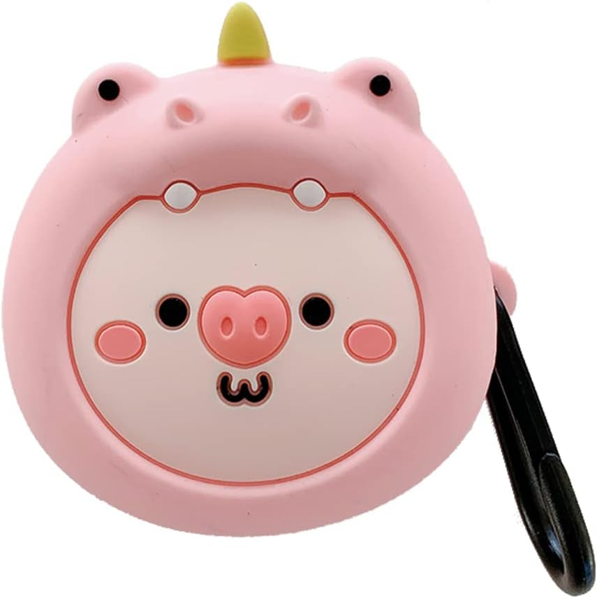 HENJI Earphone Case for Samsung Galaxy Buds 2 & Buds Live & Buds Pro, Soft Silicone 3D Cute Cartoon Character Kawaii Fashion Cover Animal Design (Pink Pig)  HENJI   