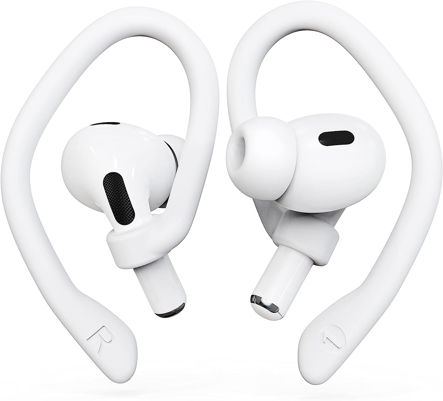 [2 Pairs] Damonlight Ear Hooks for Airpods Pro 2 & 1, Airpods 3 & 2 & 1, Airpod Ear Hook, Anti-Slip Comfortable Fit, Ergonomic Design, Airpods Accessories (Medium, White)  DamonLight White Small 