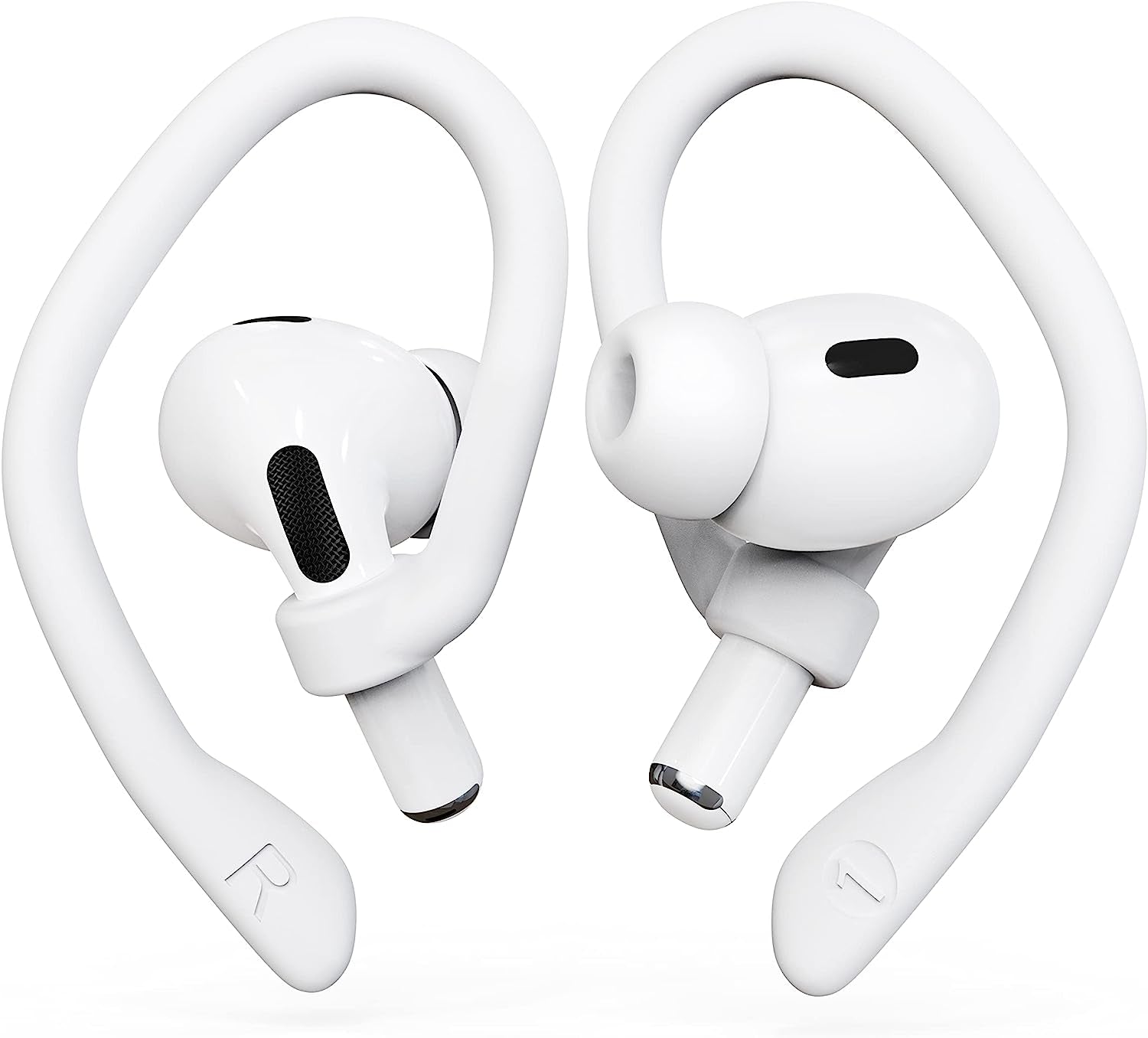 [2 Pairs] Damonlight Ear Hooks for Airpods Pro 2 & 1, Airpods 3 & 2 & 1, Airpod Ear Hook, Anti-Slip Comfortable Fit, Ergonomic Design, Airpods Accessories (Medium, White)  DamonLight White Small 