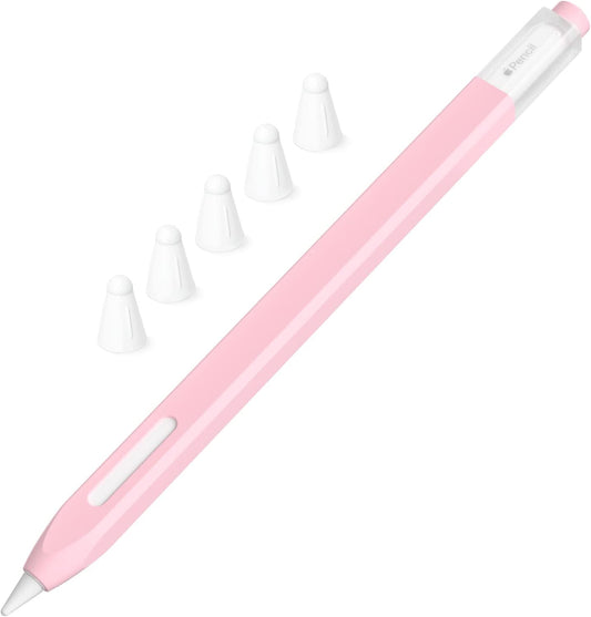JOOSKO Classic Silicone Pencil Case Compatible with Apple Pencil 2Nd Generation Case Cover Sleeve,[With 5 Cloth Fiber Silicone Tip Cover],Non-Slip,Support Magnetic Wireless Charging (Pink)  JOOSKO   