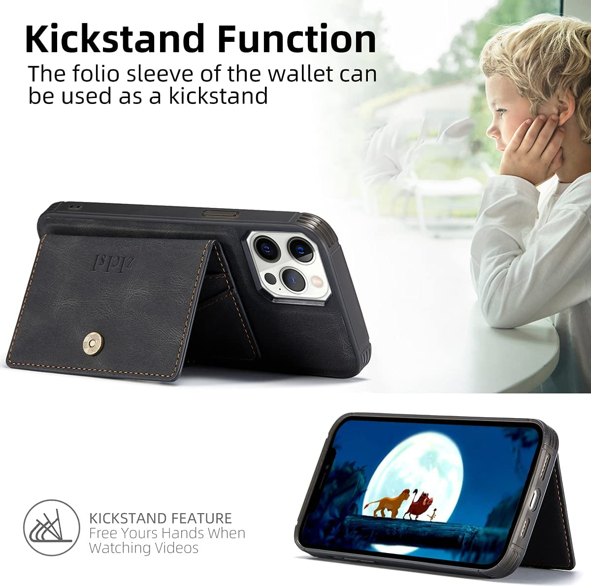 ZICISI for Apple Magnetic Wallet Card Holders with RFID Blocking & Kickstand for Iphone Magsafe Wallet [2 Money Holders + 4 Credit Carders],Compatible with Iphone 13/12 Pro Max/Pro/Mini, Black  ZICISI   