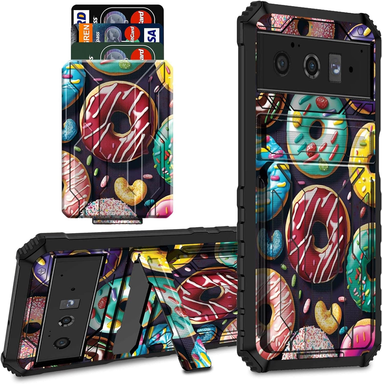 CGFGHHUY for Google Pixel 6 Case for Pixel 6 Wallet Case with Credit Card Holder & Kickstand Dual Layer Hard PC Soft TPU Protective Case for Google Pixel 6 6.4 Inch 2021 - Watercolor  CGFGHHUY Sweet Food For Pixel 6 Pro 6.7 Inch 