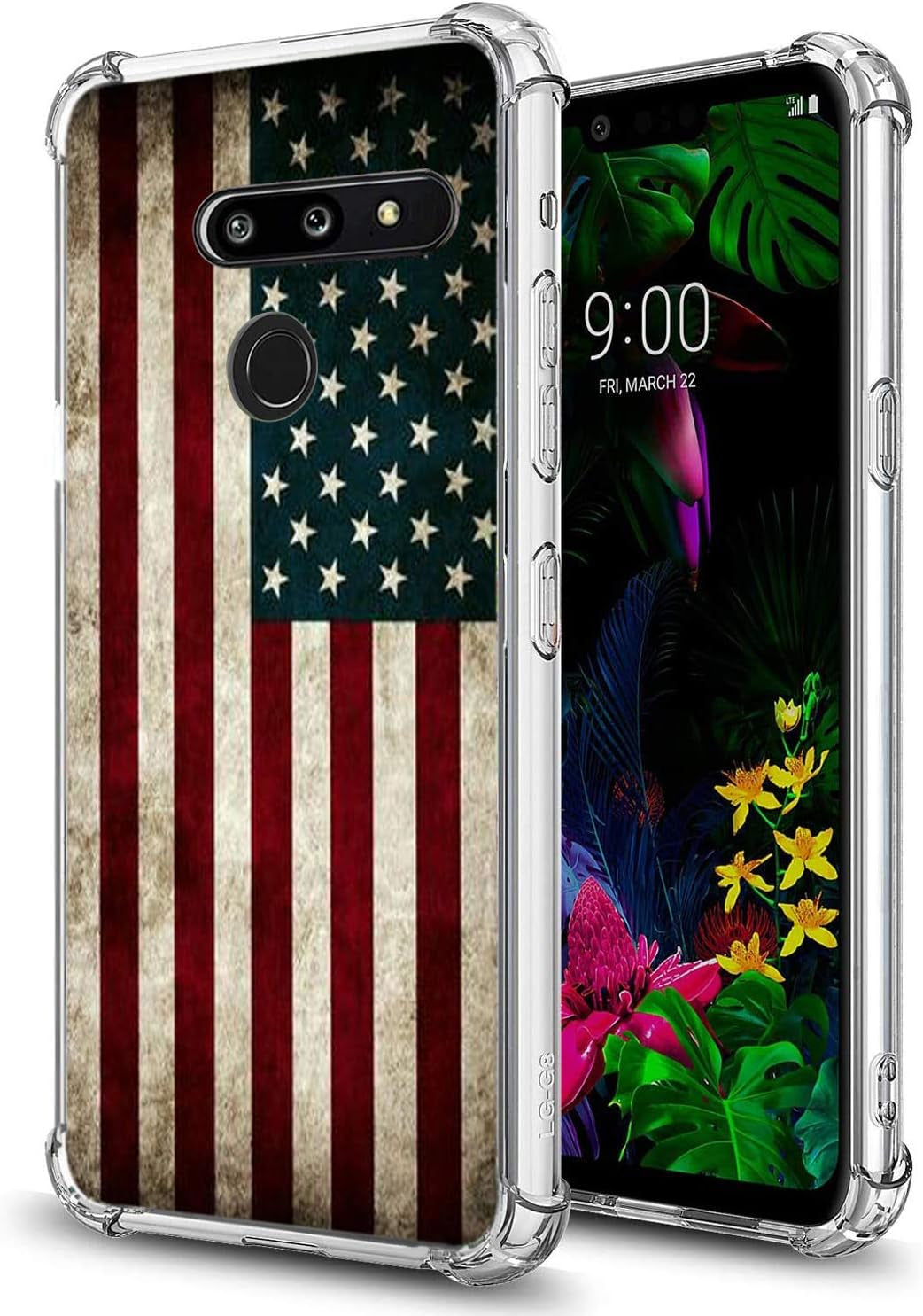 Penguins Case for LG G8 Thinq,Gifun Hard PC+ TPU Bumper Clear Protective Case Compatible with LG G8 Thinq 2019 Release - Sea Penguins  Gifun American Flag  