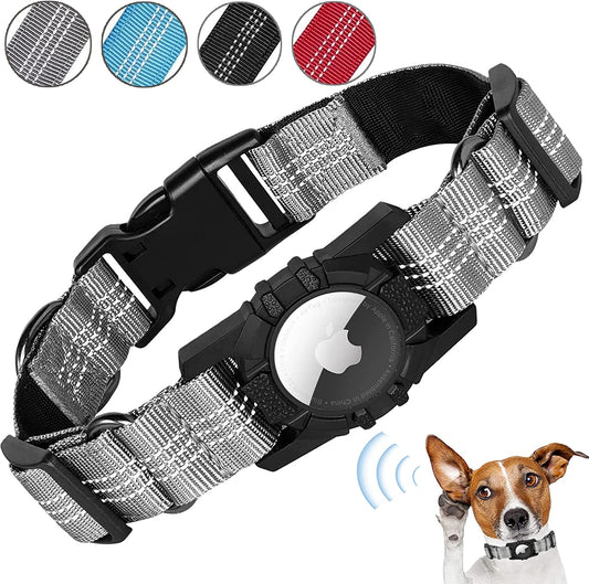 Airtag Dog Collar, Apple Air Tag Dog Collar, Heavy Duty Dog Collar with Airtag Holder Case, Adjustable Air Tag Accessories Pet Collar for Medium Large Dogs… (S, Gray)  PSRAT Airtag Dog Collar, Padded Apple Air Tag Dog Collar   