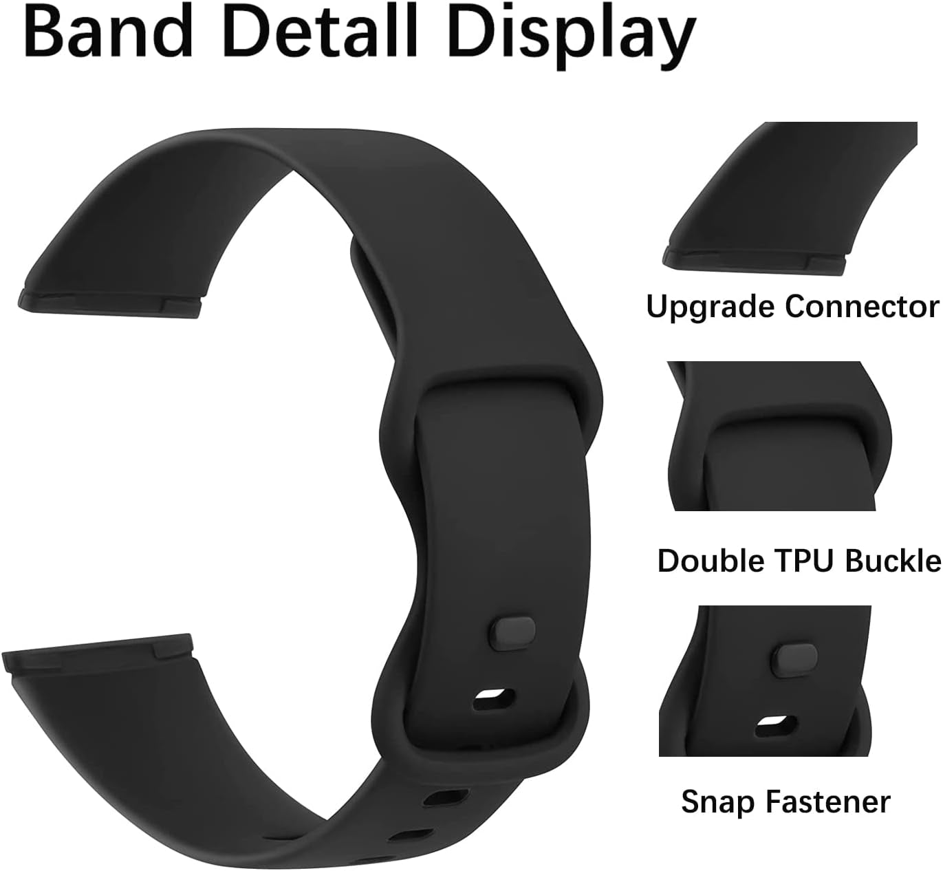 4 Pack Sport Bands Compatible with Fitbit Sense/Versa 3,Classic Soft Silicone Replacement Wristbands for Versa 3 Smart Watch Women Men Large（Black+Dark Blue+Rock Cyan+Grey）  SENGKOB   