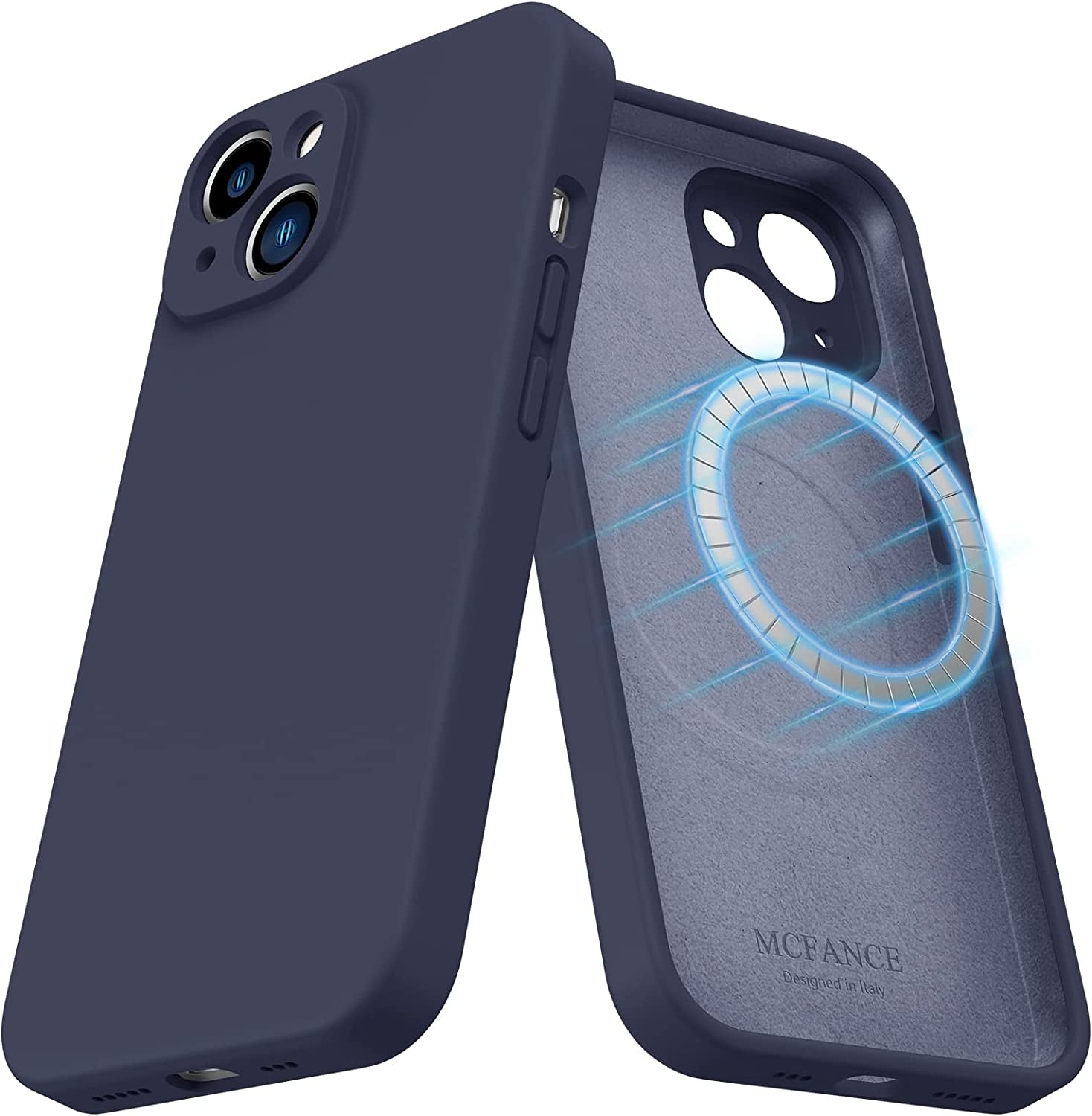 MCFANCE Silicone Magnetic Case for Iphone 14 plus Magsafe Case Silicone Phone Case with Microfiber Lining for Iphone 14 plus 6.7 Inch 2022, Darkgrey  MCFANCE Navyblue  