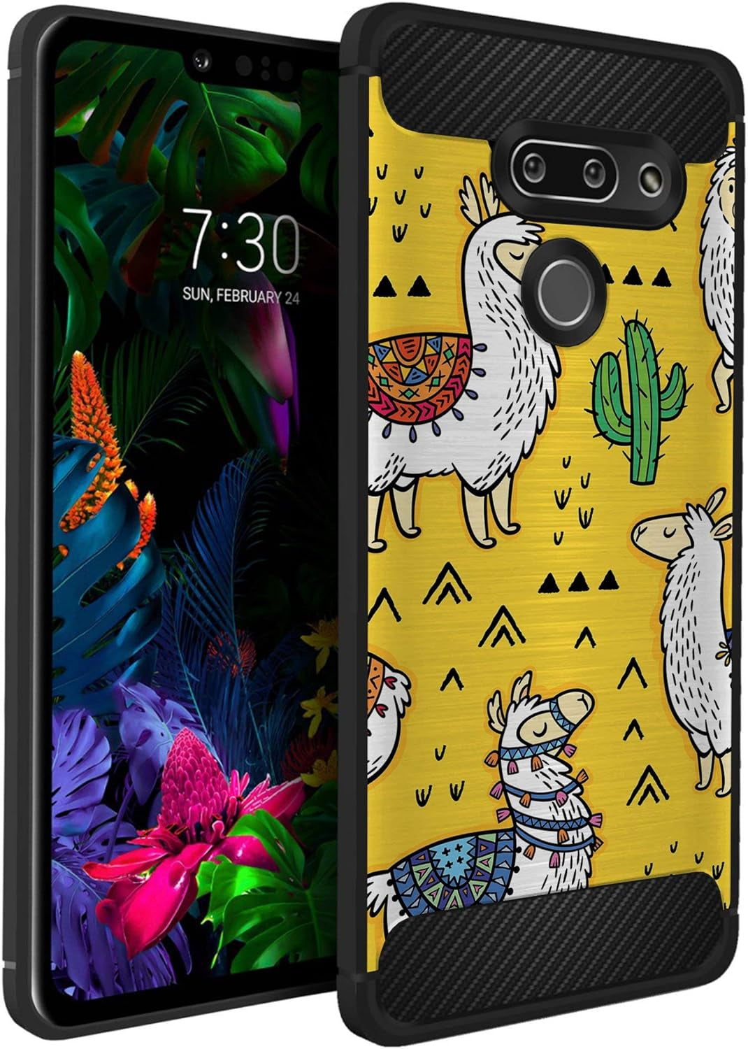 Casesondeck Case Compatible with LG G8 Thinq/Lg G8 -Flexible and Durable Shock Absorption with Carbon Fiber Accents and Designs (Deer Skull)  CasesonDeck Llamas  