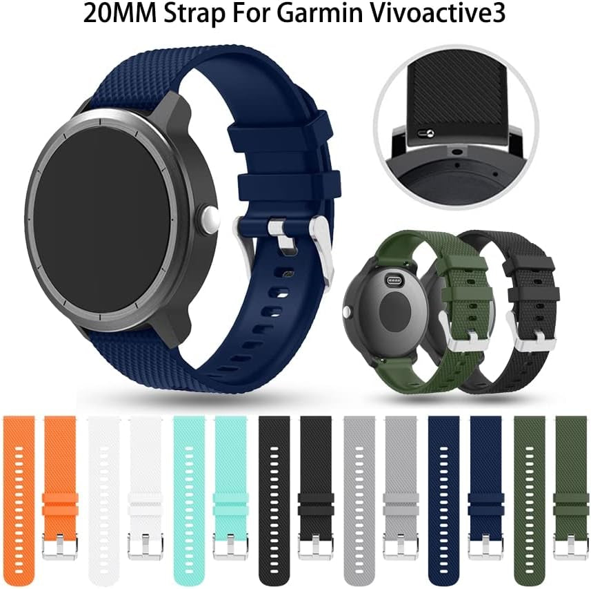 BANDKIT Replacement Band for Garmin Vivoactive 3 Strap Soft Silicone Waterproof Fashion Watch Wristband for Vivomove Hrivomove Watchband  BANDKIT   