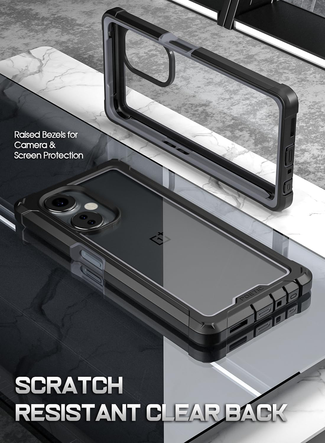 Poetic Guardian Case Designed for Oneplus Nord N30 5G, [20FT Mil-Grade Drop Tested], Full Body Hybrid Shockproof Bumper Cover with Built-In Screen Protector, Black/Clear  Poetic   