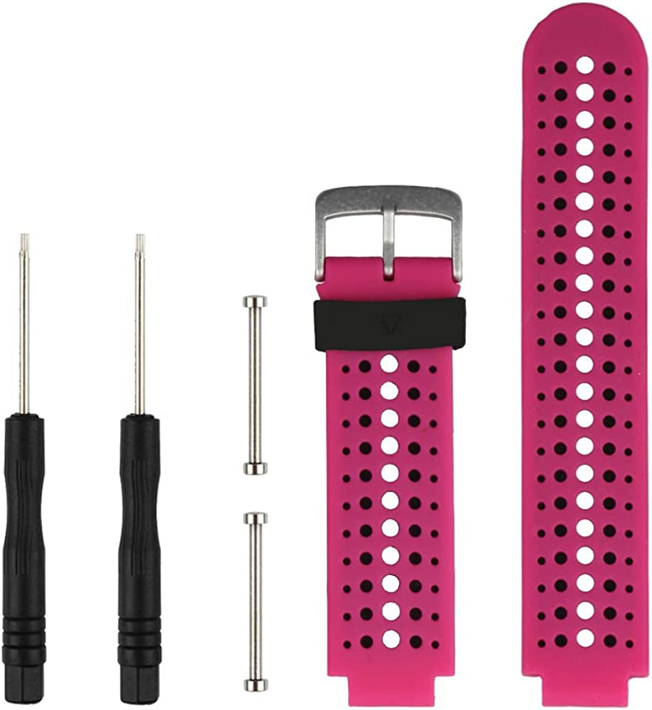 Replacement Smart Wrist Watch Accessory Band Strap for Garmin Forerunner 220/230/235/620/630/735Xt/235Lite, One Size  OLIVE INC. Rose / Black  