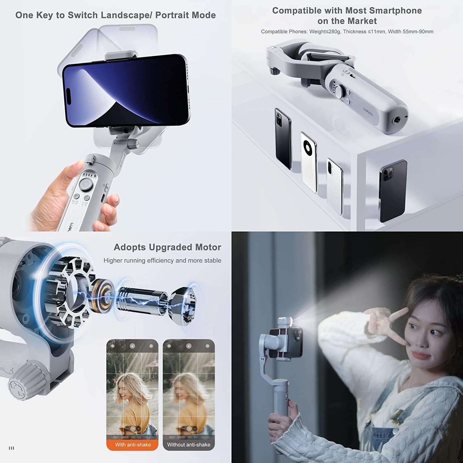 Hohem Isteady XE Gimbal Stabilizer for Smartphone,3-Axis Phone Stabilizers with Tripod for Video Recording 280G Load Capacity Replacement for Iphone 14 Pro/13/12/11 with Fill Light  hohem   