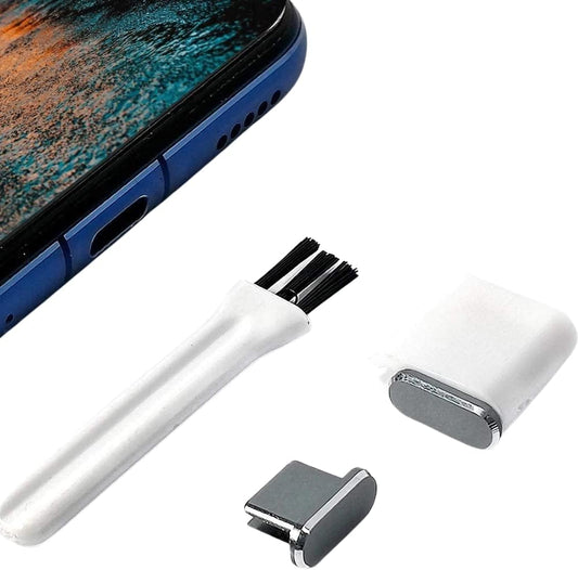 Portplugs USB C Dust Plugs (2 Pack) Durable Aluminum Design, Compatible with Samsung Galaxy S22, S21, S20, Ultra, plus S21, S20 S10, S9, S8, Note, Pixel, Any Type C Android Device, Includes Cord Holders and Port Cleaning Brush (Gun Metal)  PortPlugs   